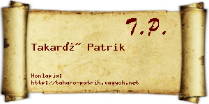 Takaró Patrik névjegykártya